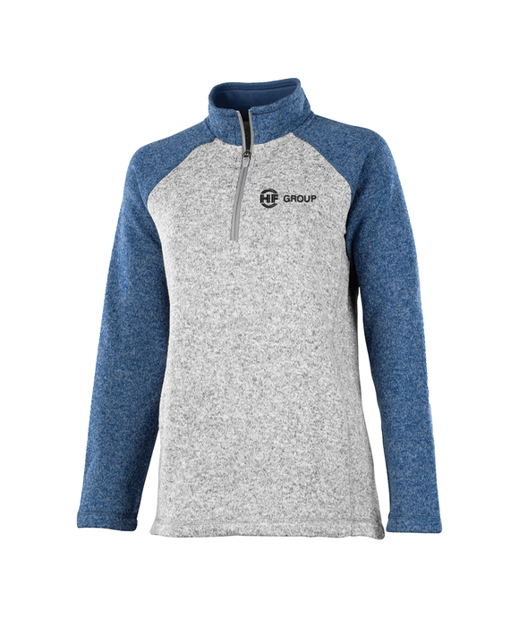 Charles River Women's Quarter Zip Color Blocked Heathered Fleece